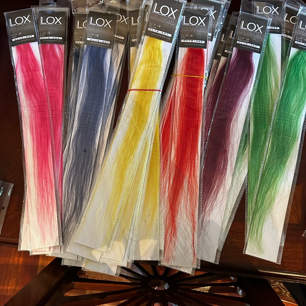 1- Lot of 36 pieces LOX 100% Real Human Hair Extensions in Multiple Colors! ..